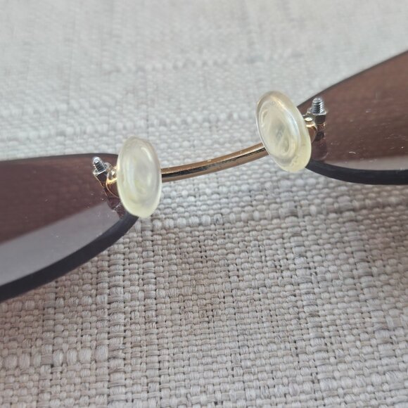 Vintage Escada Women Rimless Sunglasses E1198 Eyeglasses Gold Frame